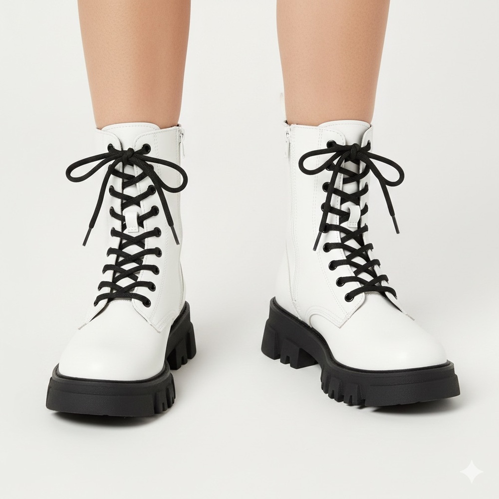 Women's Levi’s White Lace-Up Boots